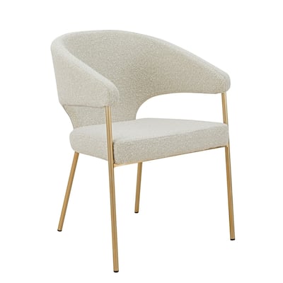 Brass/Gray Fabric Upholstered Metal Frame Dining Chair, Sturdy Dining Chair for Dining Rooms - 21.75
