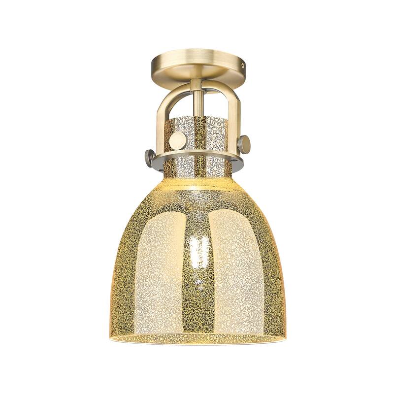 Innovations Lighting 410-1F-13-8 Newton Bell Flush Mount Newton Bell - Brushed Brass / Mercury