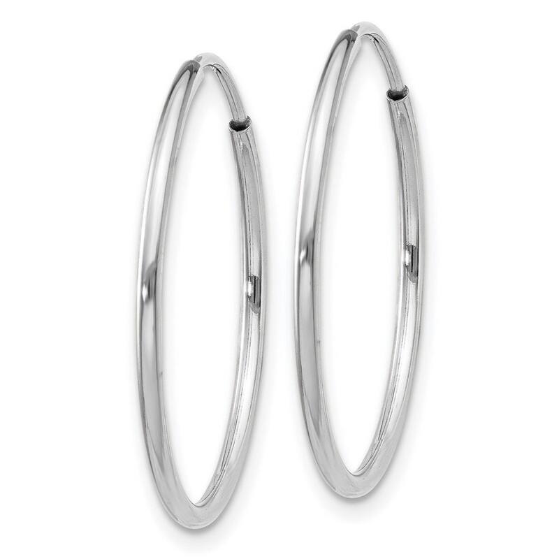 Curata 14k White Gold Polished Endless Tube 1.2x23mm Hoop Earrings