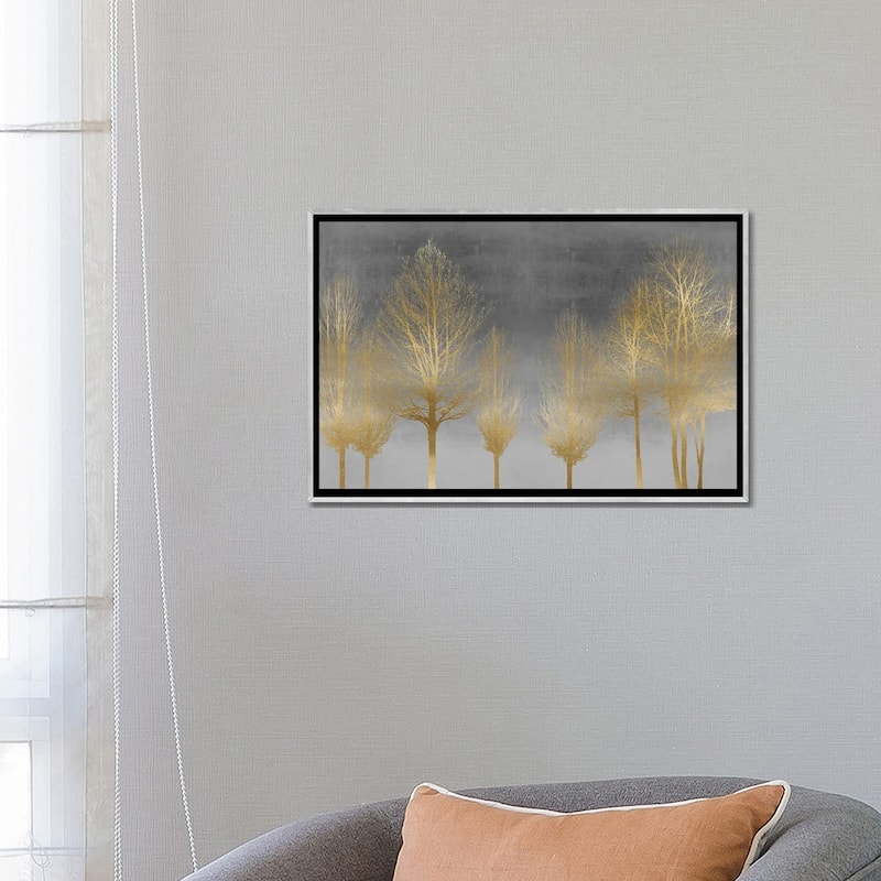 iCanvas "Gold Forest On Gray" by Kate Bennett Framed