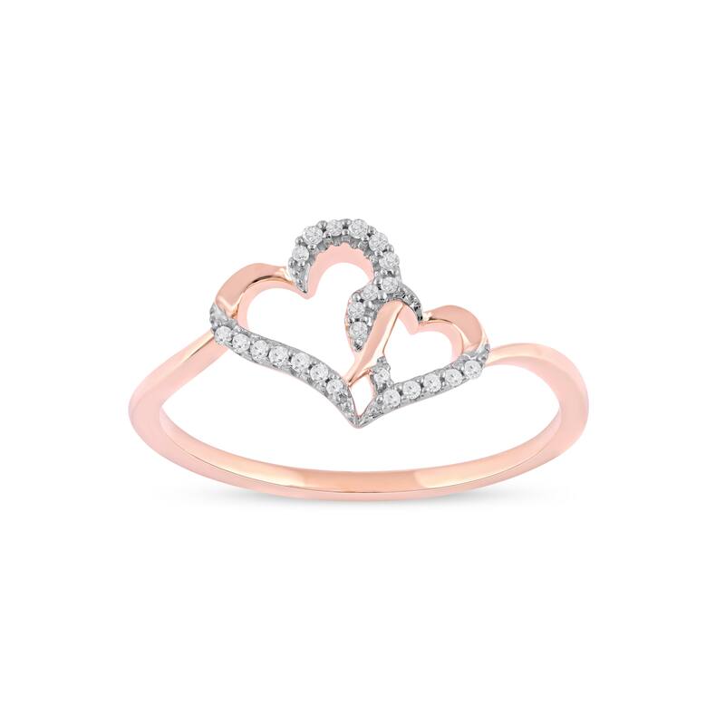 1/20ct TDW Diamond Heart Ring in 10k Gold for Women - 8.5 - Rose