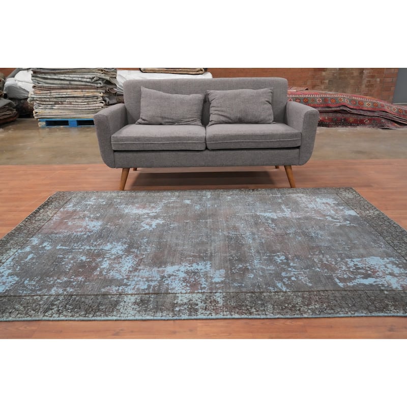 Hand Knotted Oriental Viscose Silk Carpet Modern Abstract Greys & Charcoal Abstract Area Rug - 7' 8'' X 5' 2''