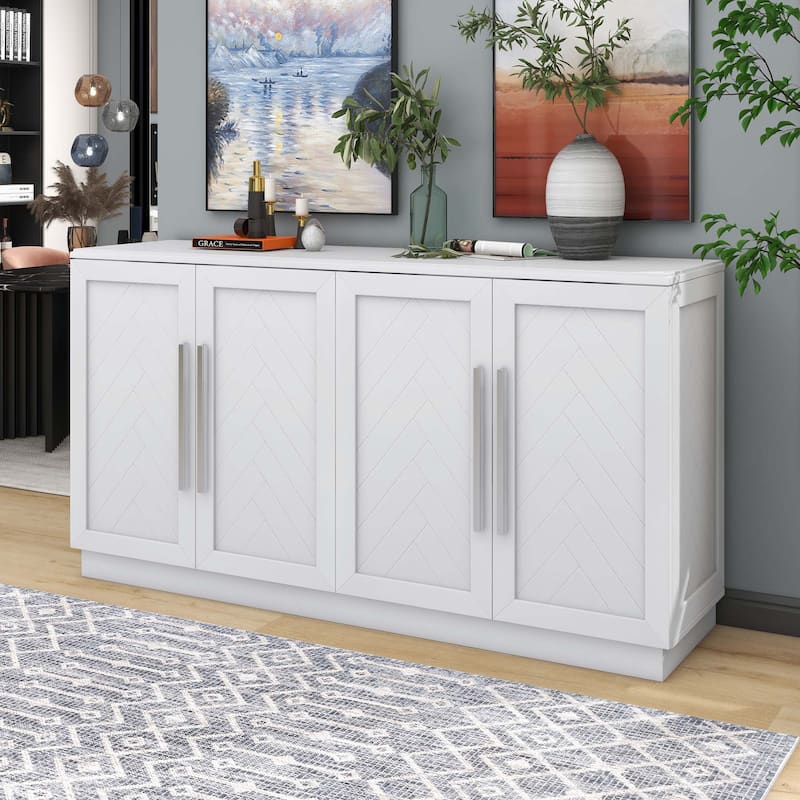 Sideboard with Adjustable Shelves for Kitchen - White