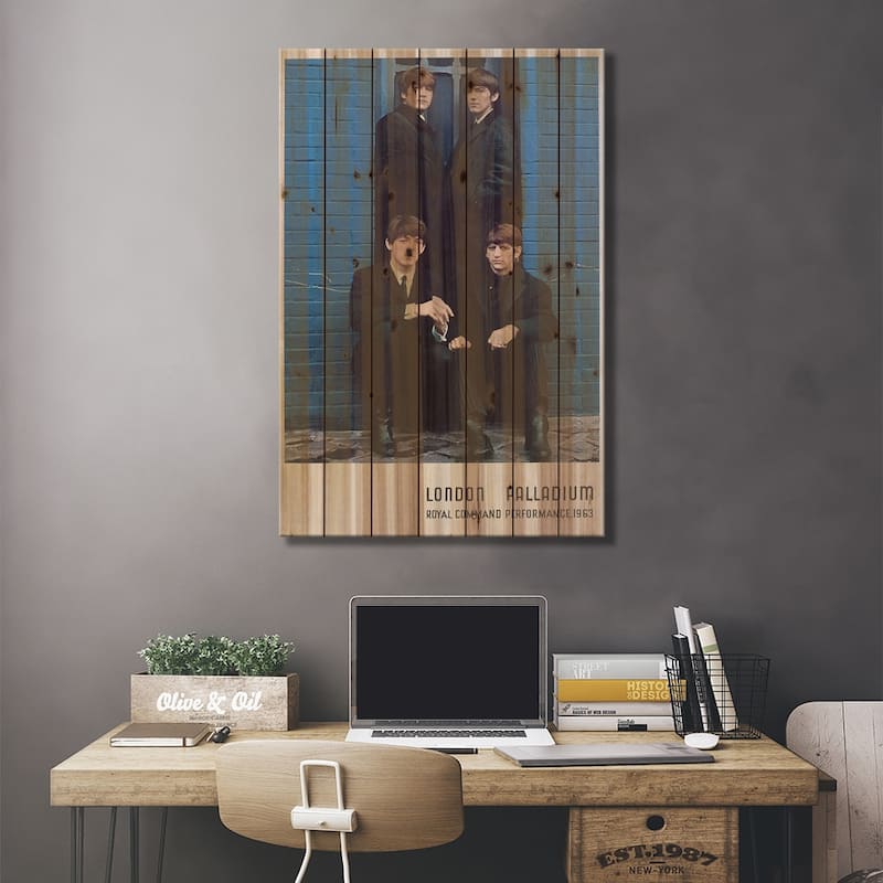 The Beatles 1963 Royal Command Performance Promotional Poster Print On Wood by Radio Days - Multi-Color