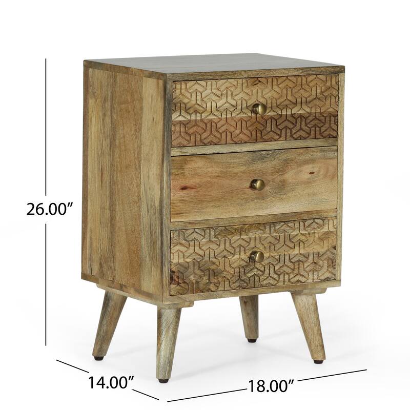 Lytle Boho Mango Wood 3-drawer Nightstand by Christopher Knight Home