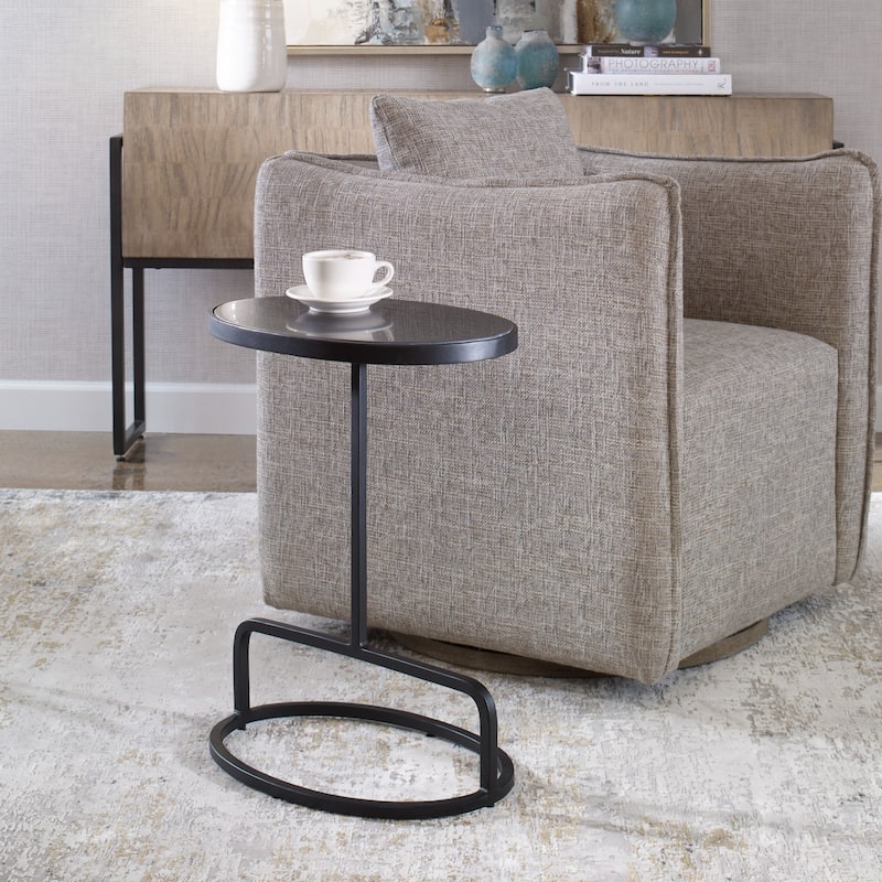 Oval Marble Top Side Table - 23" - Black