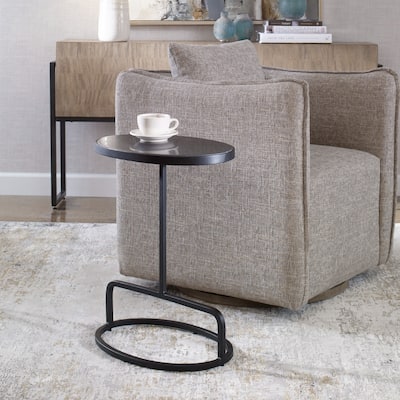Oval Marble Top Side Table - 23" - Black