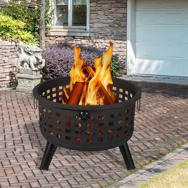 Shop Fire Pit Set Wood Burning Pit With Screen Cover And Log