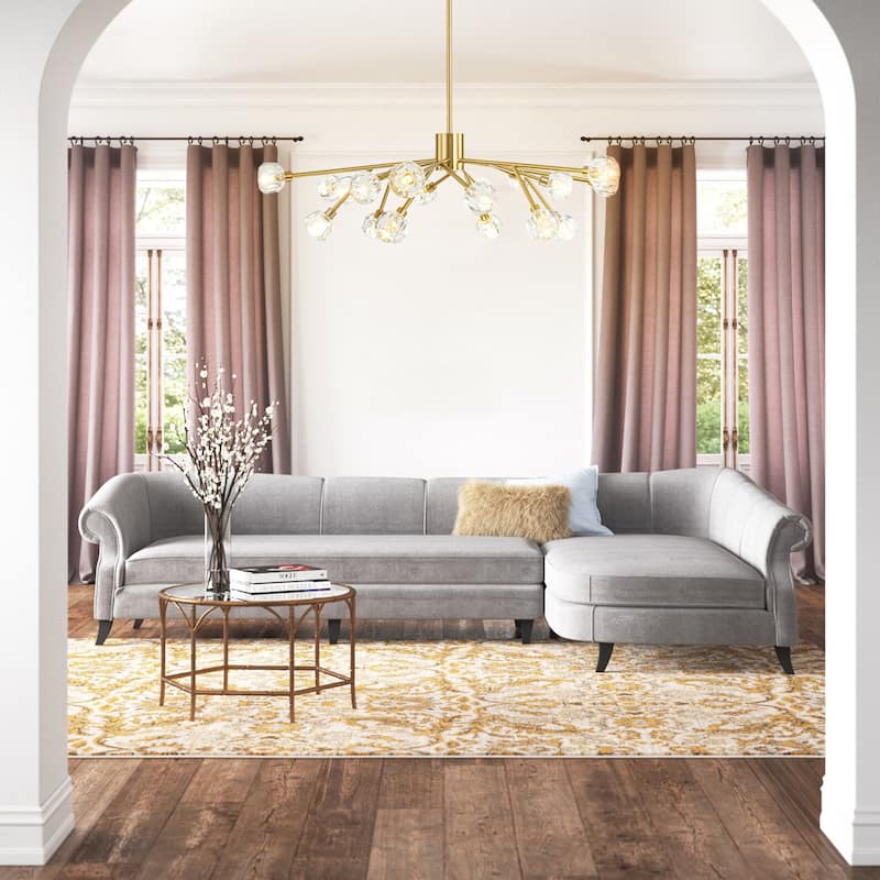 9/15/18-Light Modern Glam Gold Large Sputnik Cluster Crystal Globe Chandelier with Crystal Globe Shade