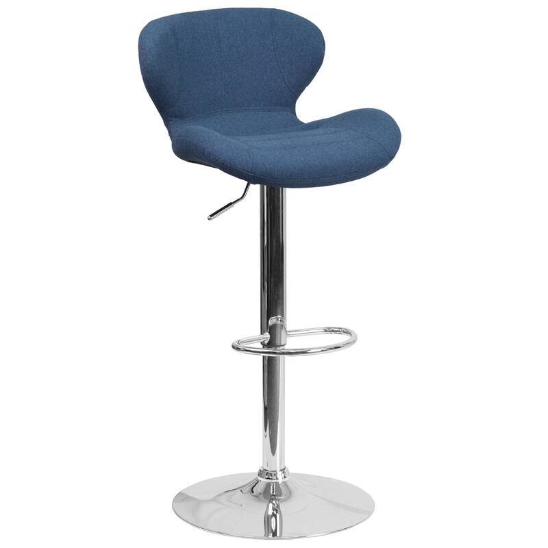 Modern Low-back Height-adjustable Chrome/Vinyl Barstools (Set of 2)