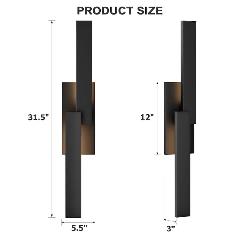 Matte Black Iron Integrated LED Outdoor/Indoor Wall Sconce - 23.6"