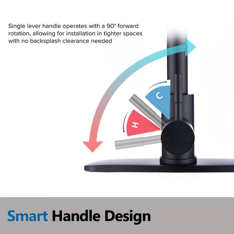 Topcraft Single Handle Pull Down Spring High Arc Kitchen Faucet with Base Plate