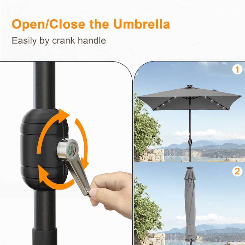 LIVOOSUN 6.5×6.5FT LED Square Patio Umbrella with UPF50+, Tilt Function, and Wind-Resistant Design——Experience Outdoor Comfort