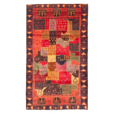 ECARPETGALLERY Hand-knotted Baluch Red Wool Rug - 3'8 x 6'6