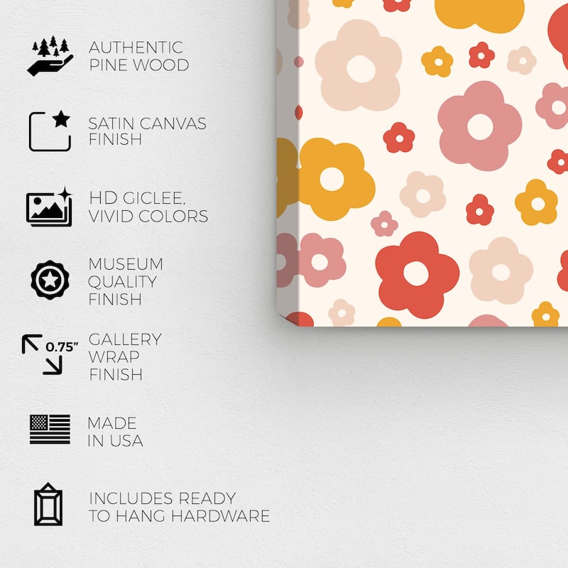 Wynwood Studio Canvas Floral and Botanical Little Flowers Square Orange Modern & Contemporary Wall Art Canvas Print
