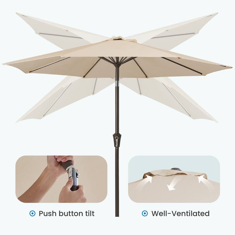 10ft Patio Market Umbrella with Crank & Tilt,UV-Risistant