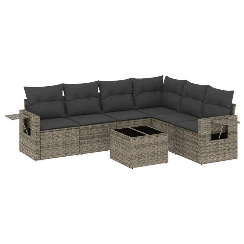 vidaXL Patio Sofa Set with Cushions Outdoor Conversation Furniture Poly Rattan