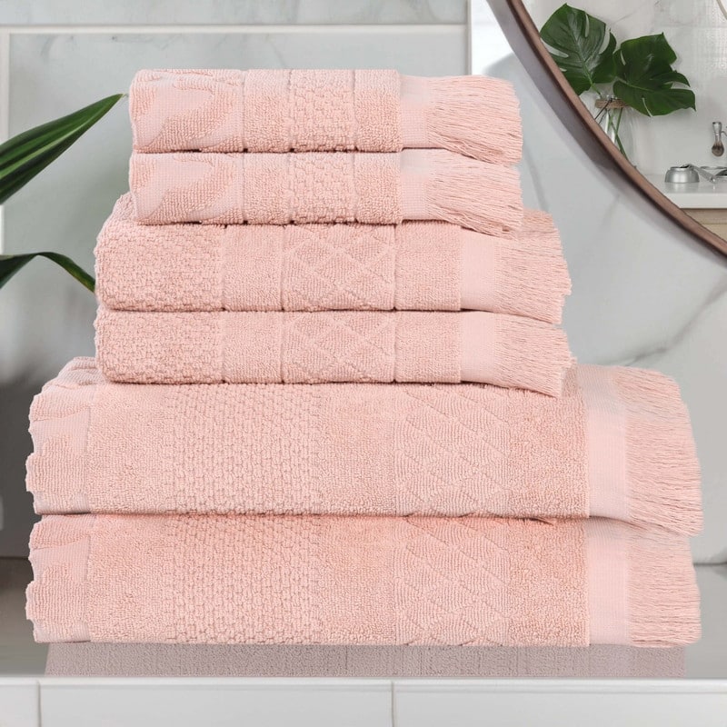 Superior Rolla Cotton Geometric Jacquard Plush Soft 6 Piece Towel Set