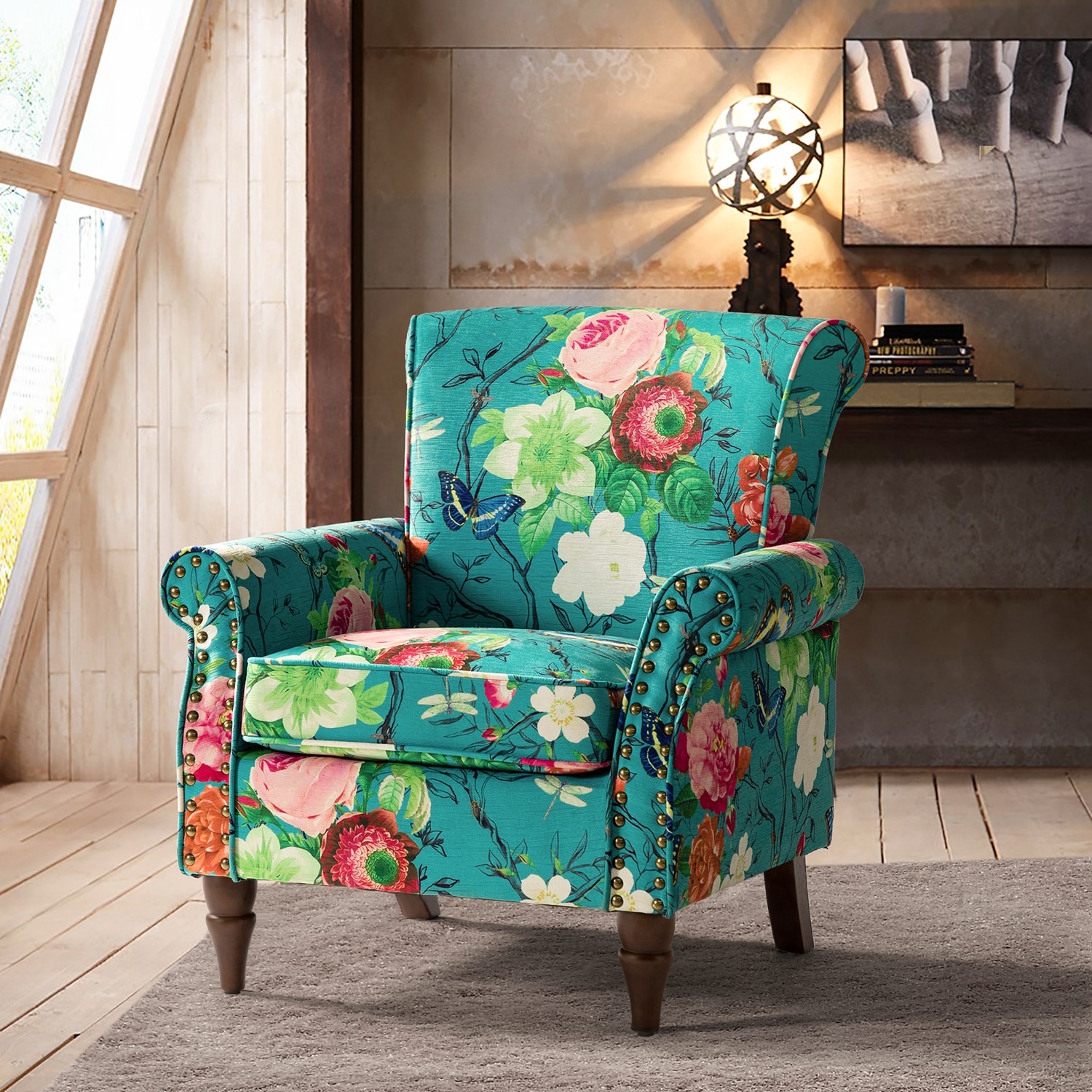 Miniyam Accent Chair with Ottoman, Upholstered Accent Armchair with Linen  Fabric, Small Single Sofa Chair for Bedroom,Office, Colorful