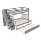 preview thumbnail 17 of 38, Multifunctional Design Wood Bunk Bed With Trundle, Stairway, Maximized Storage Space