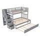 preview thumbnail 37 of 38, Twin/Full Bunk Bed with Trundle, Drawers & Safe Staircase - Space-Saving Design