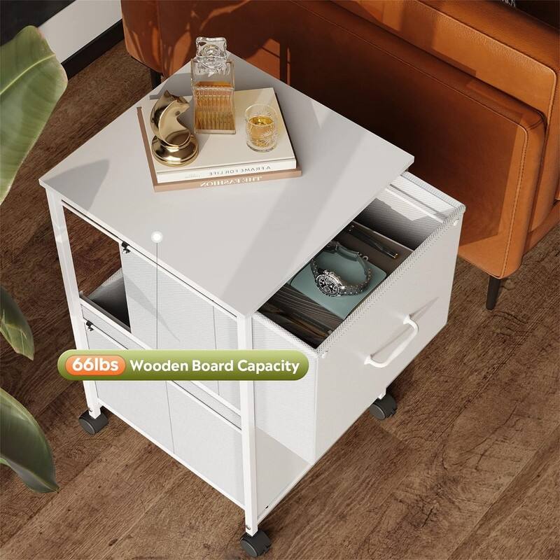 2 Drawer Mobile File Cabinet - 15.7"D x 15.4"W x 26.8"H