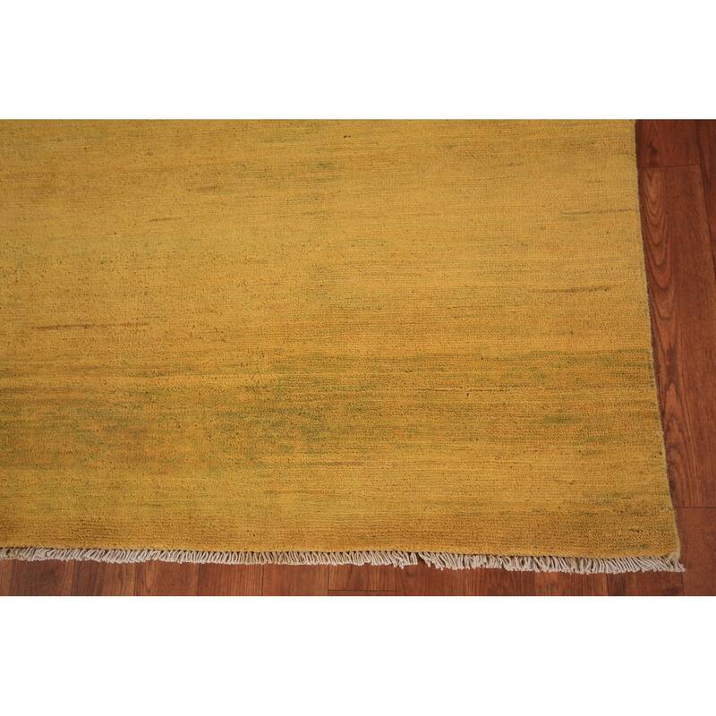Yellow & Green Modern Gabbeh Oriental Area Rug Handmade Wool Carpet - 5'5" x 7'10"