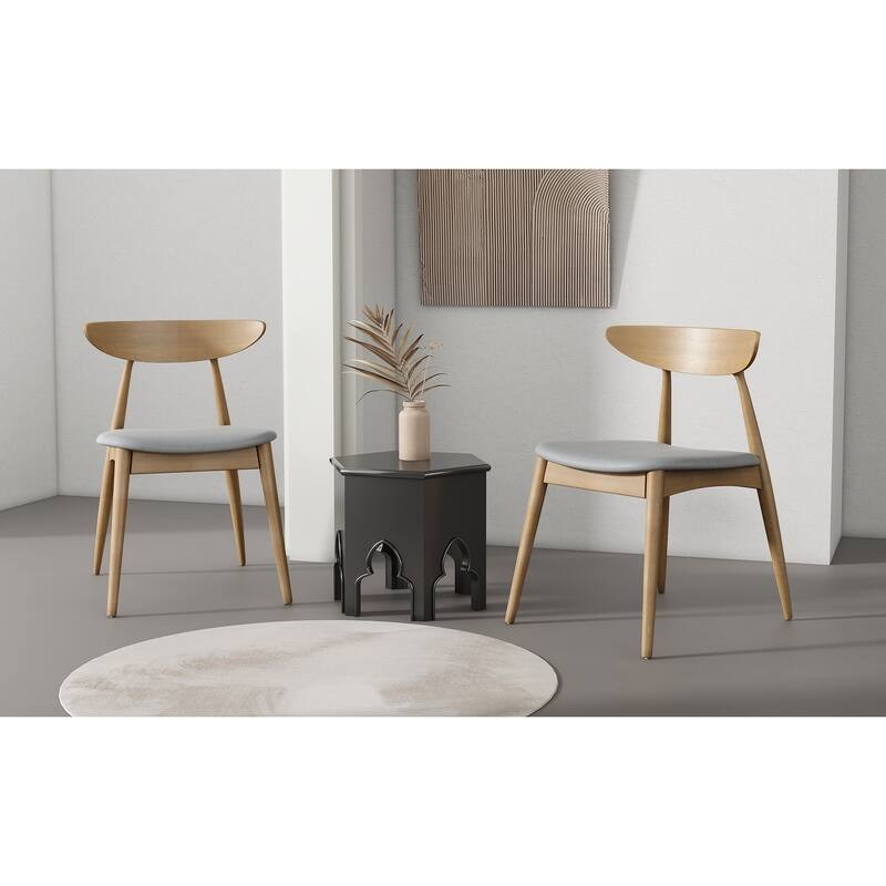 Set Of 2 Retro Rubberwood Chairs With Ergonomic Back & Plush Cushions