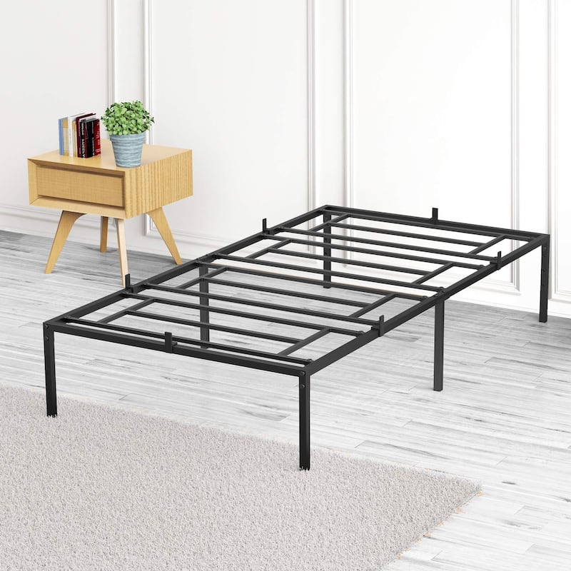 Bed Frame with Steel Slat Support - Black - Twin