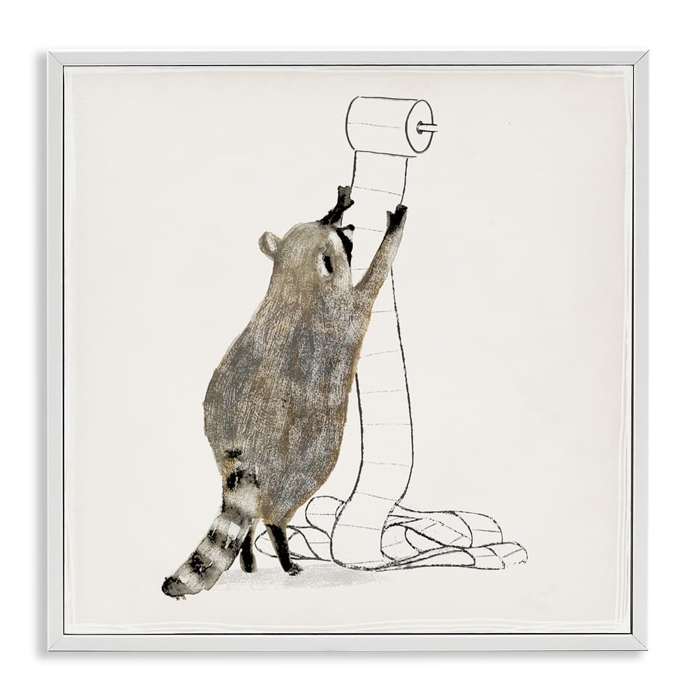 Stupell Toilet Paper Hoarder Woodland Animal Framed Wall Art, 12 x 12