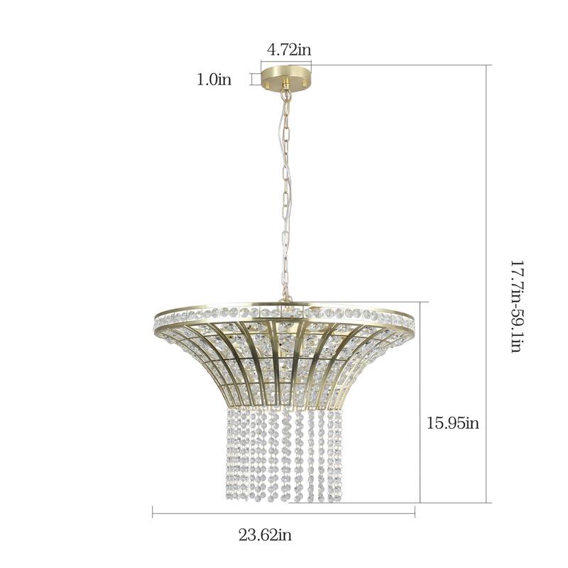 Simple Living Room Crystal Chandelier Hanging Pendant Light Fixtures with Adjustable Hanging Chain, Flush Mount Ceiling Light