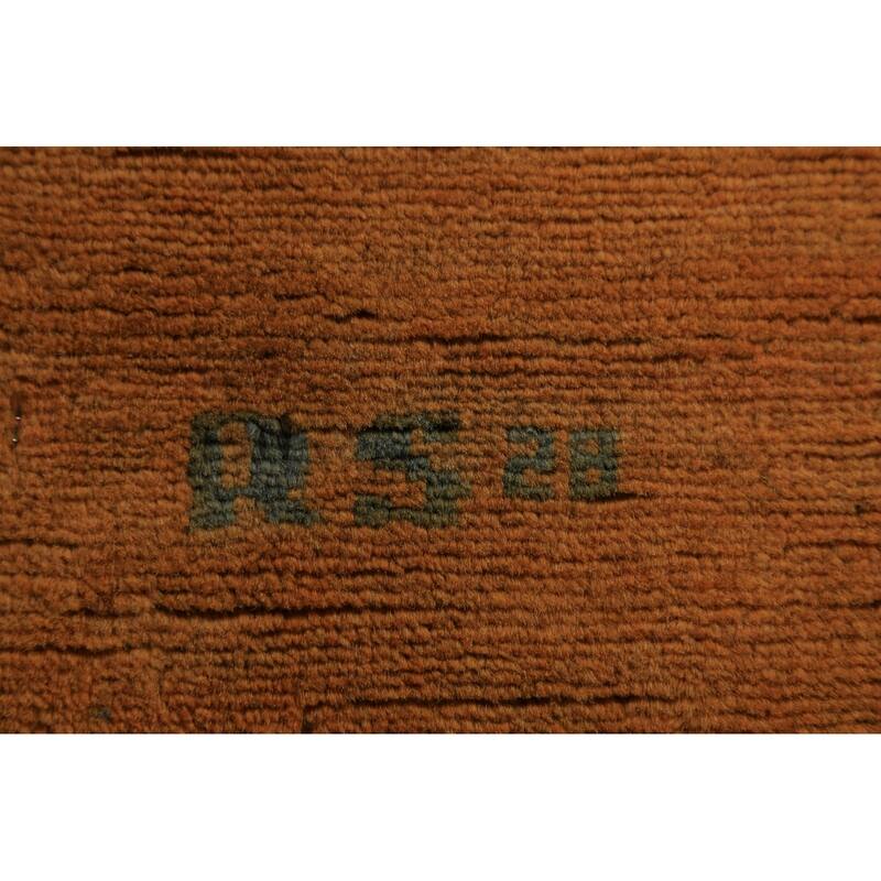 Orange Yellow Modern Gabbeh Oriental Area Rug Hand-Knotted Wool Carpet - 5'3" x 8'1"