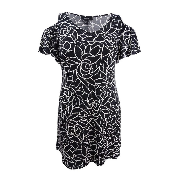 black and white cold shoulder dress