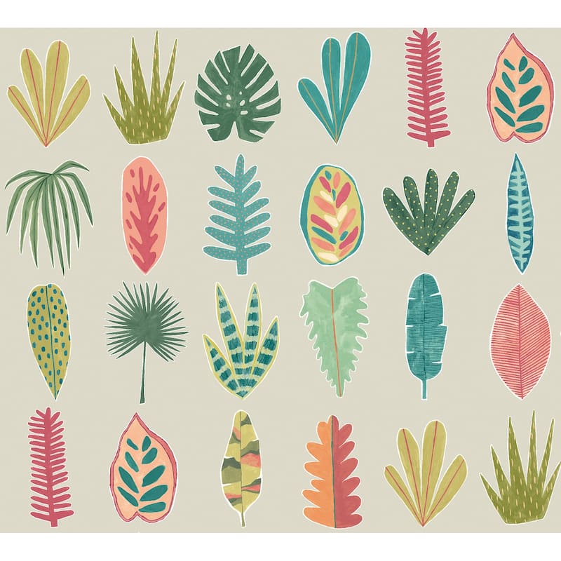 Leaf Boogie Neutral Tropical Mix Wallpaper
