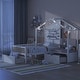 preview thumbnail 3 of 16, Twin Size House Bed with Upholstered Sofa, Charging Station, Wireless Charging, Shelves, and Two Drawers