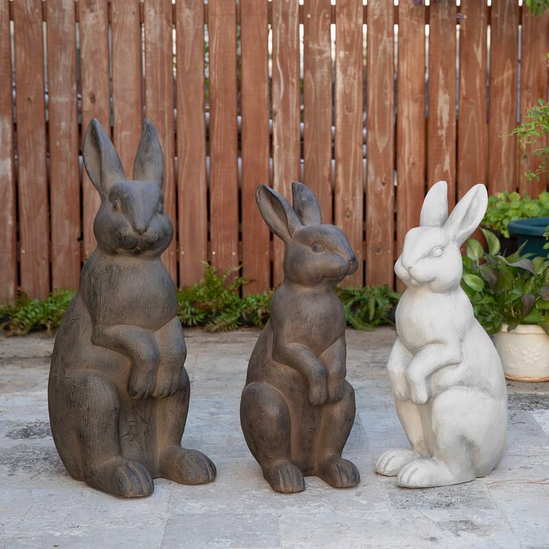 Glitzhome MgO Standing Rabbit Bunny Garden Yard Statue Indoor Figurines