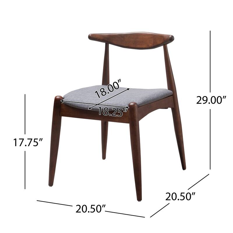 Syma Dining Side Chair Set of 2, Open Curved Back, Dark Brown Wood