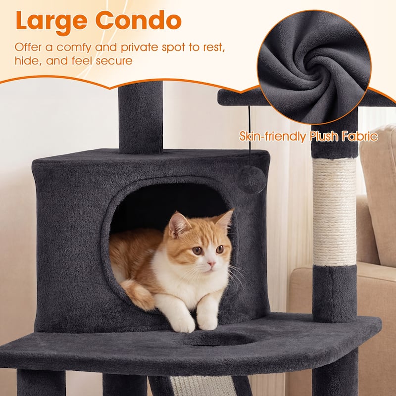 Gymax Cat Tree Multi-Level Cat Tower w/ Top Perches & Cozy Condo