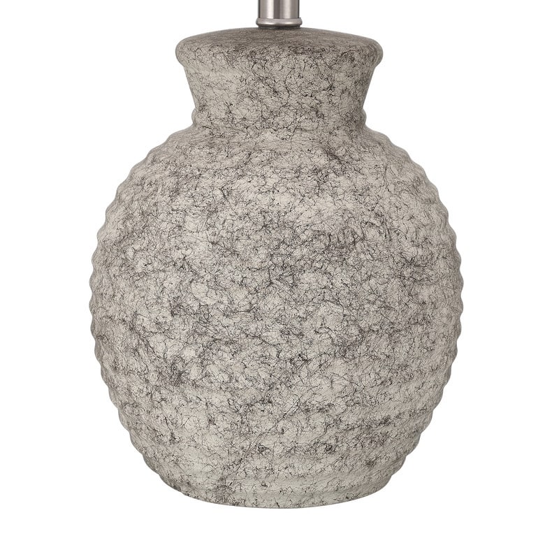 Acroma Textured Ceramic Table Lamp with White Linen Shade