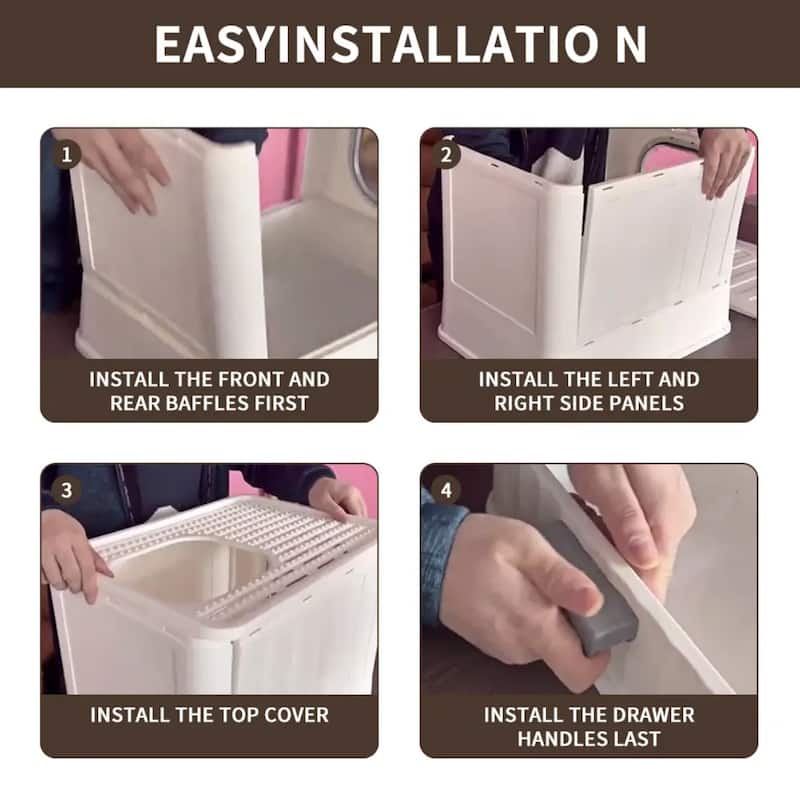 Covered Litter Box with Top Entry, Hidden Cat Litter Box With Slide-Out Tray, Scoop, Spacious for Large Cats, Max. Load 15 kg,