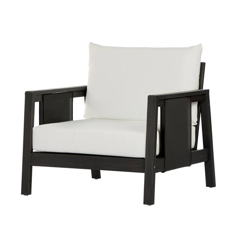 Christopher Knight Home - Outdoor Acacia Wood Club Chair with Water-Repellent Cushions and Textilene Accents