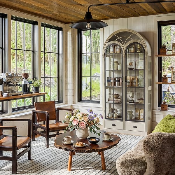 Painted Arched Curio Cabinet, Tempered Glass Doors - On Sale - Bed