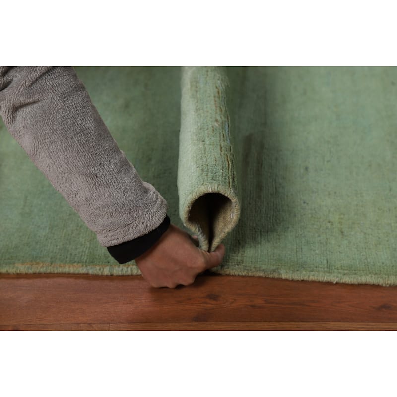 Green Gabbeh Modern Foyer Rug Handmade Wool Carpet - 3'6"x 4'8"