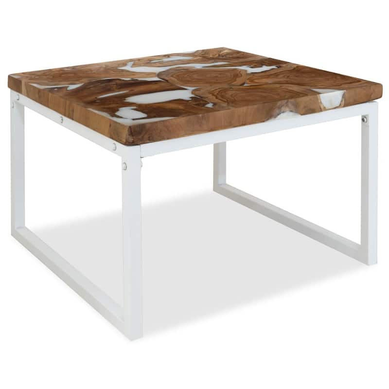 vidaXL Coffee Table End Table Side Table Living Room Furniture Teak Resin - 23.6" x 23.6" x 15.7" (L x W x H)
