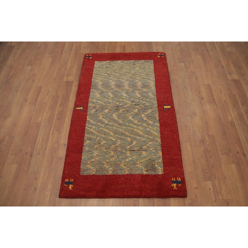 Hand Knotted Oriental 100% Wool Carpet Tribal Animal Pictorial Multi-Colored Gabbeh Area Rug - 4' 0'' X 2' 5''