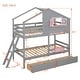 preview thumbnail 5 of 23, Twin over Twin Solid Wood Bunk Bed Kids Bed with 2 Drawers, 1 Storage Box, 1 Shelf, Window and Roof,Playhouse Style