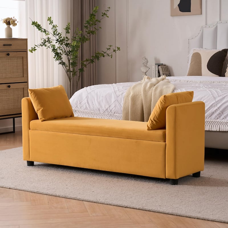Velvet Storage Bench for Bedroom,End of Bed Bench for King Size Bed, Modern Upholstered Long Ottoman Bench for Entryway