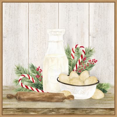 Christmas Kitchen II by Tara Reed Canvas Art Framed - 22 x 22 in