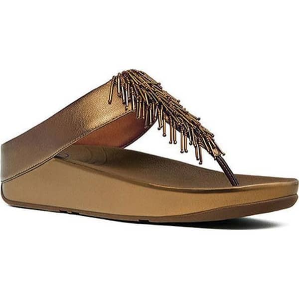 Fitflop Women S Cha Cha Thong Sandal Bronze Metallic Leather Overstock 11786096