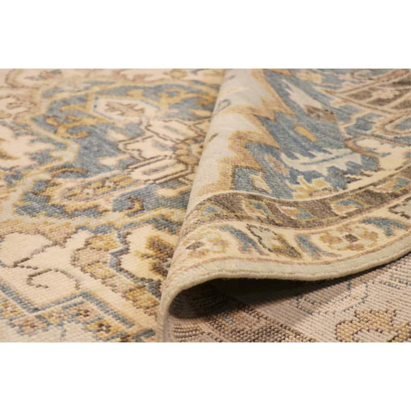 Pasargad Home Serapi Hand-Knotted L. Blue Wool Area Rug
